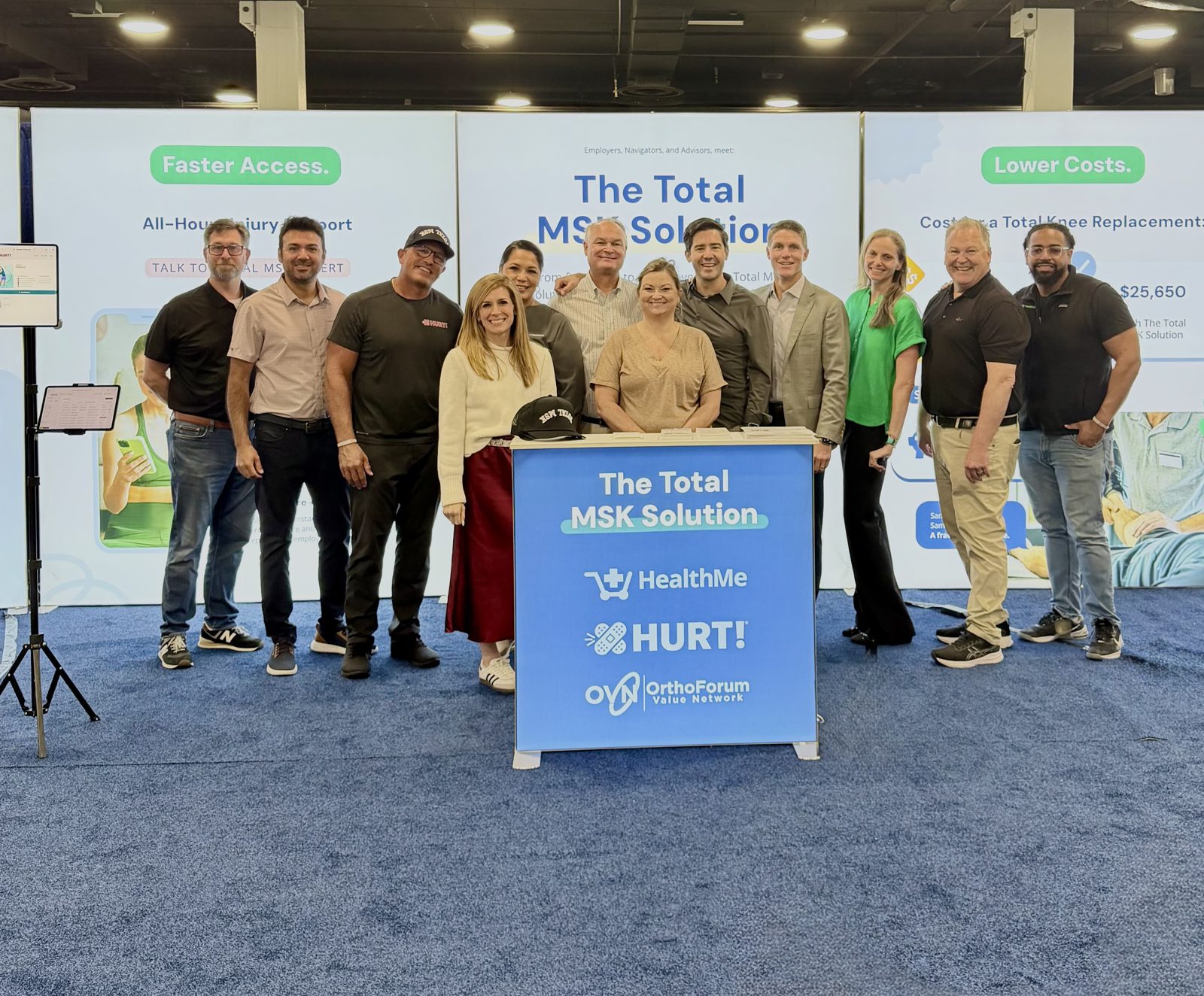 The HealthMe, HURT!, and OrthoForum Value Network team together at the Total MSK Solution booth